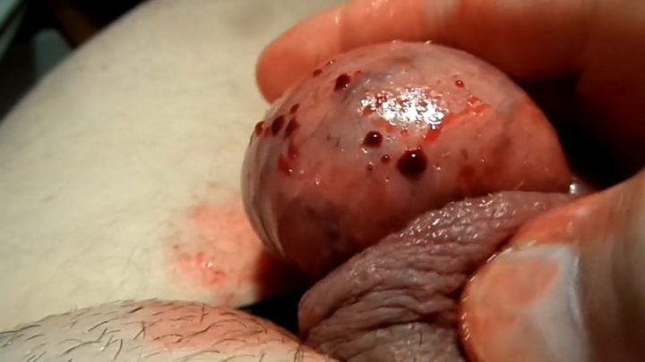 Knife stabs pierce my balls | PenisCrush.com