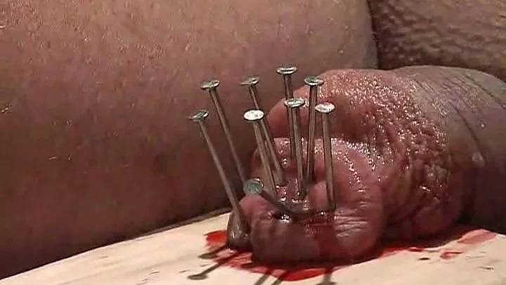 Cock Nailed to Board | PenisCrush.com