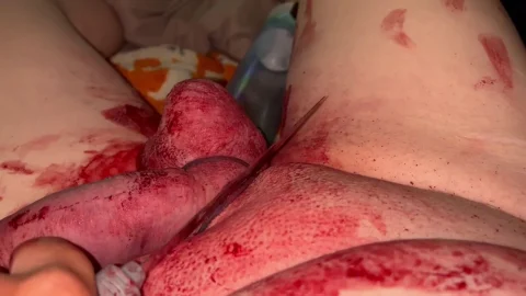 Cutting Session Until Floor is Red | PenisCrush.com